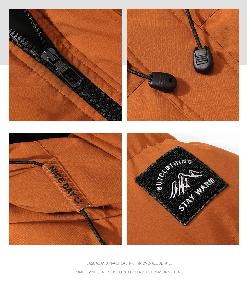 Winter hooded cotton coat for men trendy brand, loose and thick, warm and cozy down-filled cotton coat, men's clothing jacket