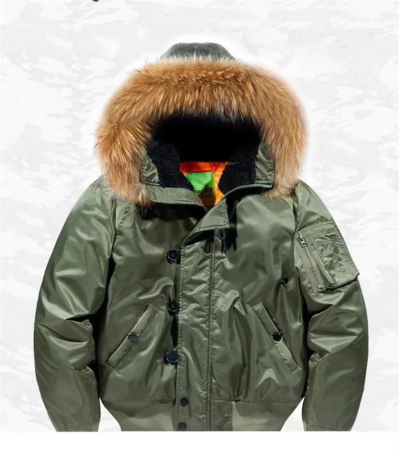Military Fur Collar Hood Warm Tactical Bomber Winter Jackets Men Hooded N2B Outwear Coats Windproof Flight Pilot Jackets