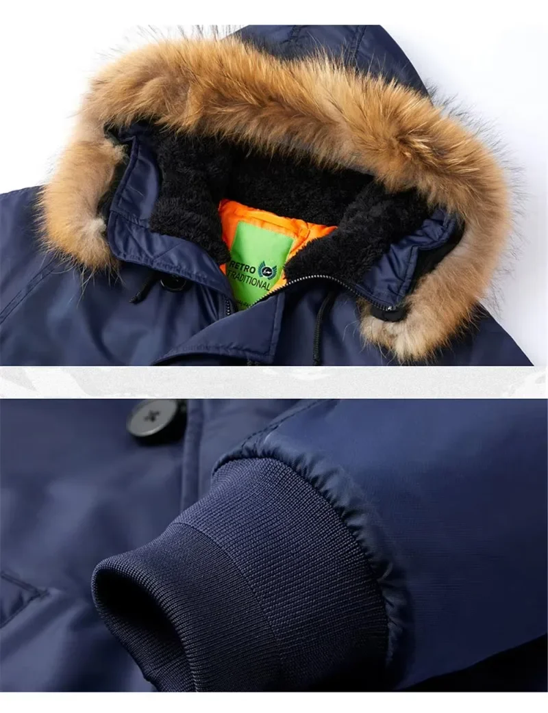 Military Fur Collar Hood Warm Tactical Bomber Winter Jackets Men Hooded N2B Outwear Coats Windproof Flight Pilot Jackets