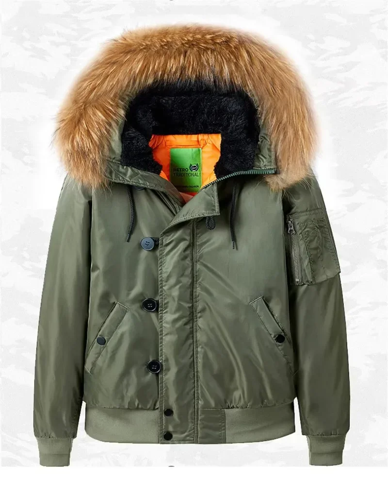 Military Fur Collar Hood Warm Tactical Bomber Winter Jackets Men Hooded N2B Outwear Coats Windproof Flight Pilot Jackets