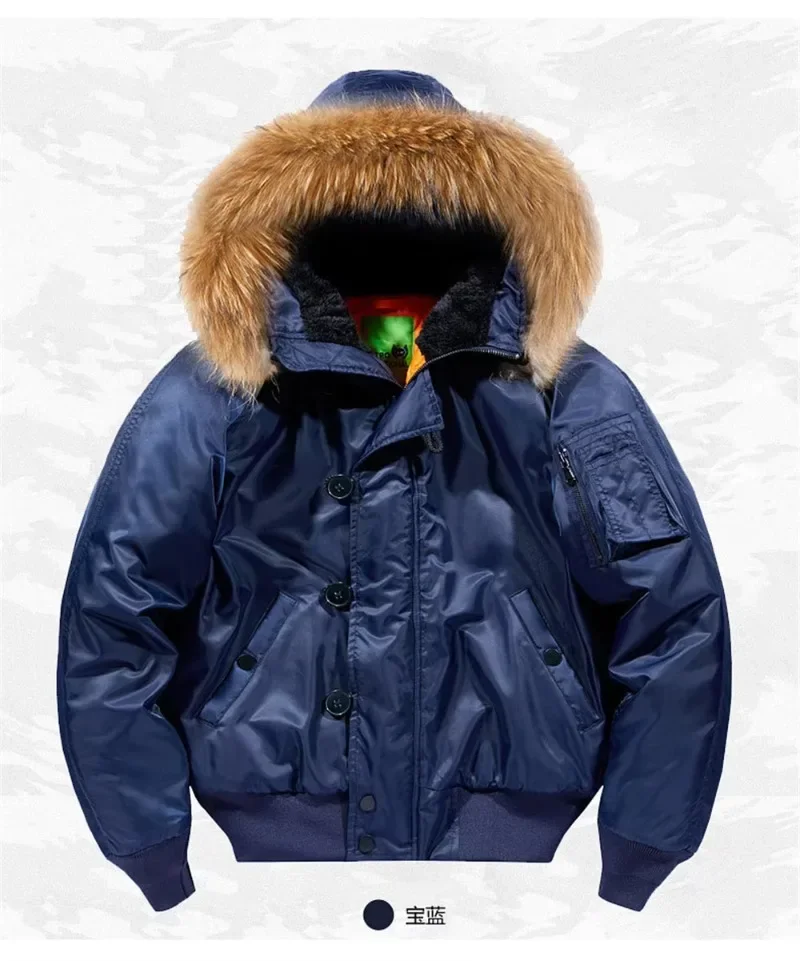 Military Fur Collar Hood Warm Tactical Bomber Winter Jackets Men Hooded N2B Outwear Coats Windproof Flight Pilot Jackets