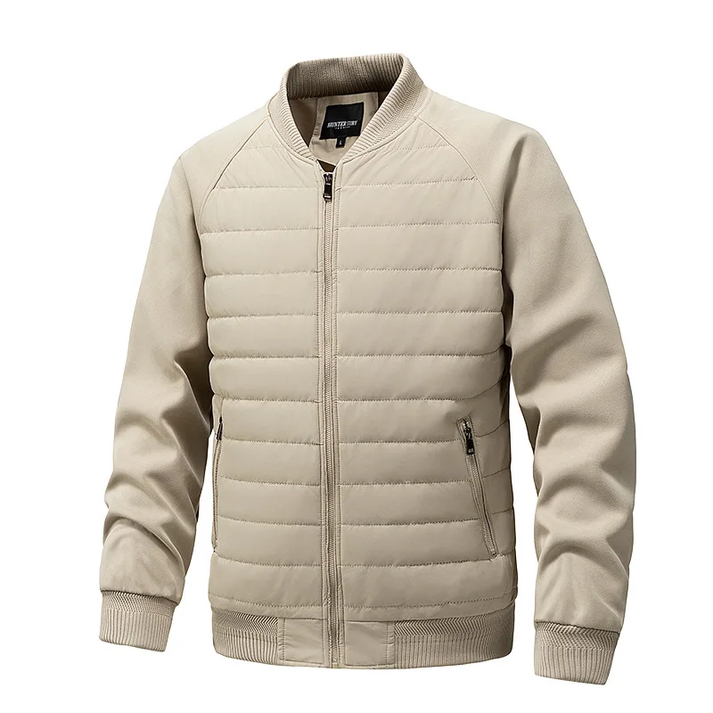 Men Black Khaki Green Solid Color Simple Basic Casual Trendy Daily Zipper Parkas Winter New Fashion American Style Male Coats