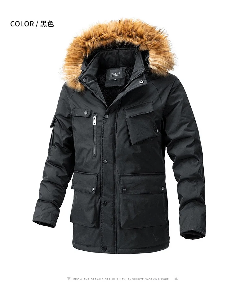 Winter new fashion trendy American outdoor sports windproof thickened warm cotton jacket men's casual loose plus size coat