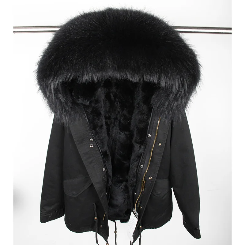 Man Real Fur Coat Real Raccoon Fur Hooded Coat Nature Rabbit Fur Lining Jackets Real Fur Parka Men Winter Jacket