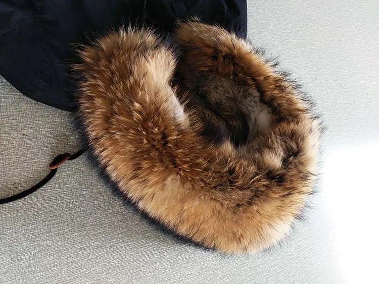 Man Real Fur Coat Real Raccoon Fur Hooded Coat Nature Rabbit Fur Lining Jackets Real Fur Parka Men Winter Jacket