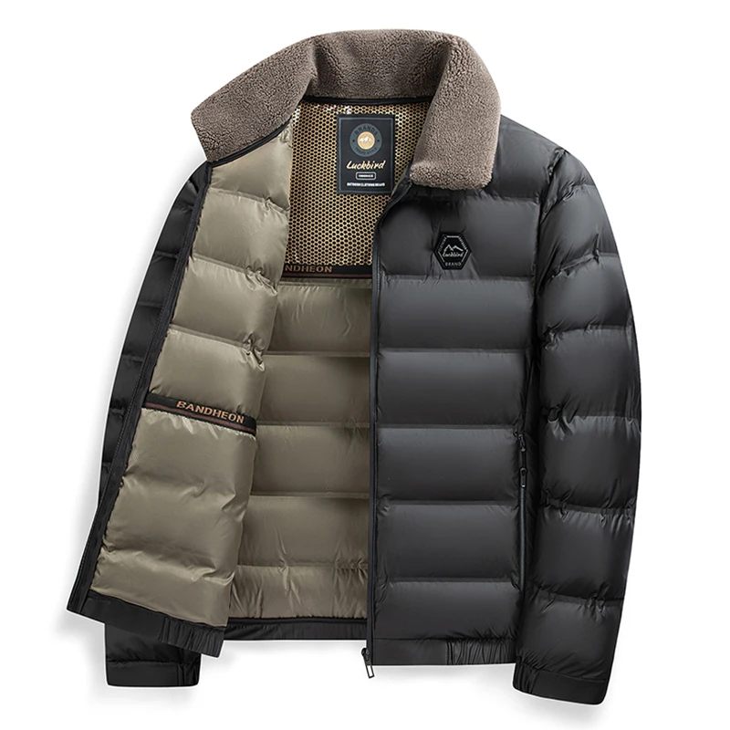 Fur Collar Parkas Men Winter Thicken Casual Outwear Parka Jacket Men's Slim Outwear Waterproof Warm Outwear Padded Puffer Coat