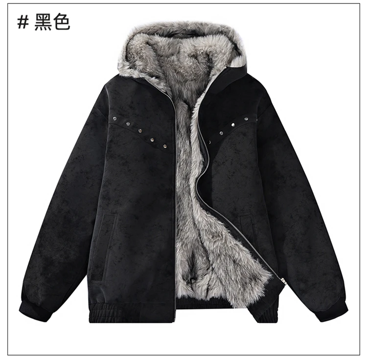 Mens Simple Fashion Parkas Versatile High Grade Parkas New Mens Fleece Lined Thickened Washed Coat Brand Loose Fashion Coat