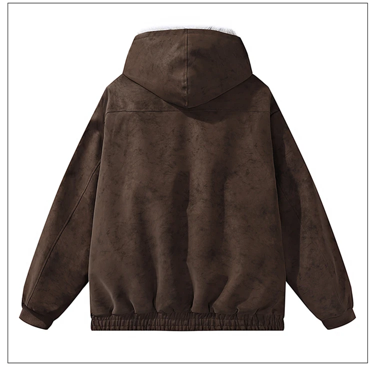 Mens Simple Fashion Parkas Versatile High Grade Parkas New Mens Fleece Lined Thickened Washed Coat Brand Loose Fashion Coat