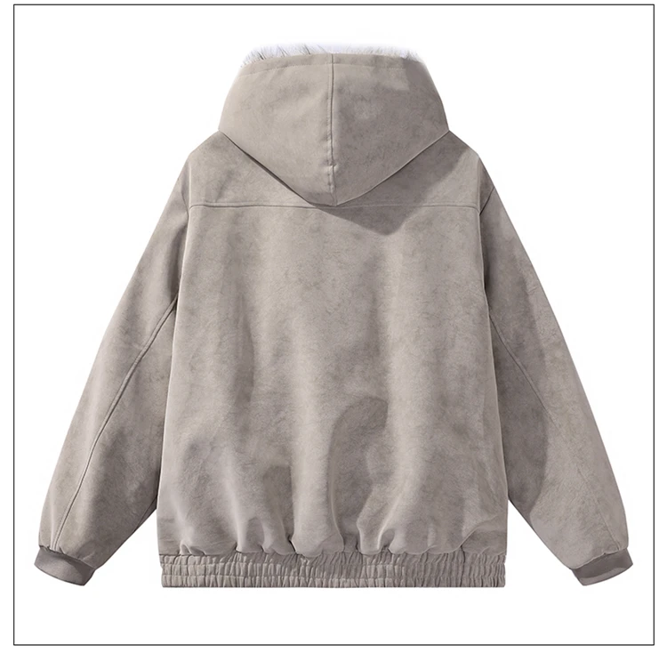Mens Simple Fashion Parkas Versatile High Grade Parkas New Mens Fleece Lined Thickened Washed Coat Brand Loose Fashion Coat