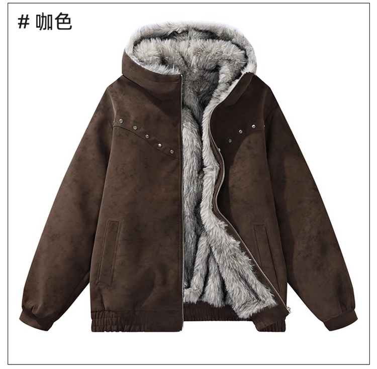Mens Simple Fashion Parkas Versatile High Grade Parkas New Mens Fleece Lined Thickened Washed Coat Brand Loose Fashion Coat