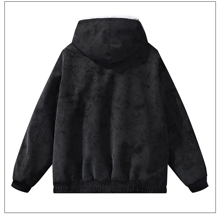 Mens Simple Fashion Parkas Versatile High Grade Parkas New Mens Fleece Lined Thickened Washed Coat Brand Loose Fashion Coat