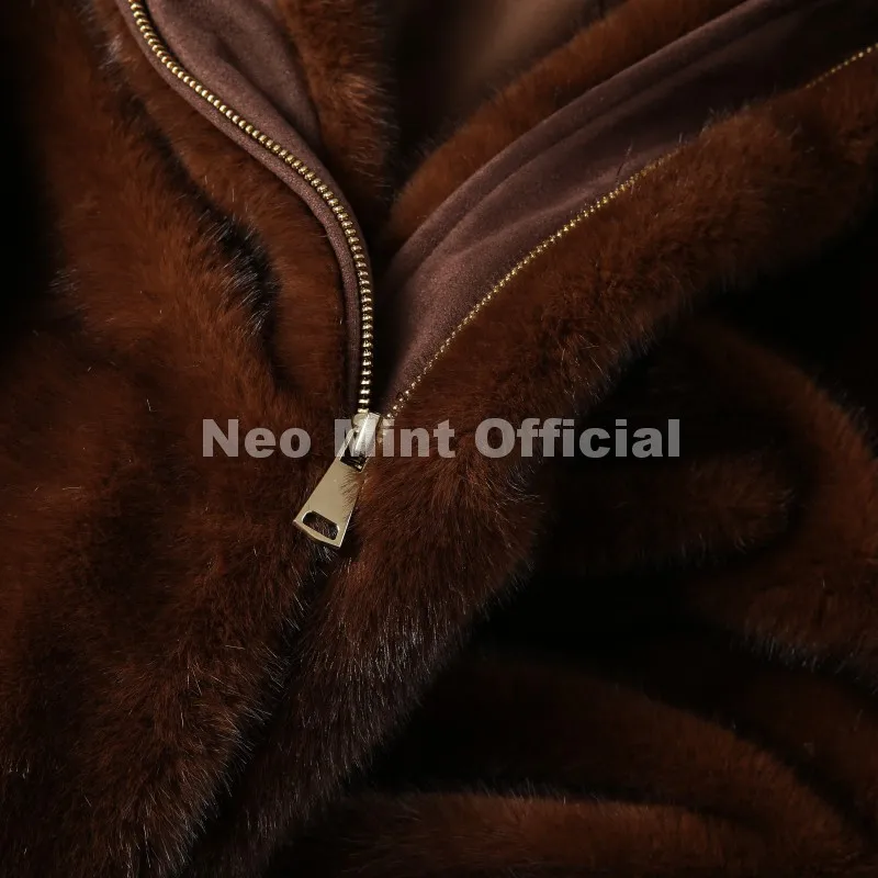Neo Mint Hot Street Fashion Girls Luxury Fuzzy Mink Fur Bomber Jacket Women Winter Oversized Chunky Faux Fur Coat Warm Outerwear