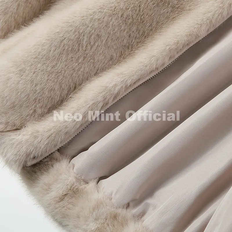 Neo Mint Hot Street Fashion Girls Luxury Fuzzy Mink Fur Bomber Jacket Women Winter Oversized Chunky Faux Fur Coat Warm Outerwear
