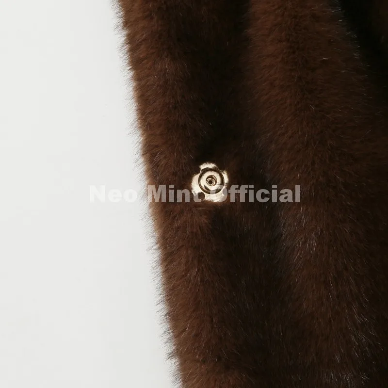 Neo Mint Trendy 2026 Winter Women Brand Faux Mink Fur Peplum Jacket Chic Street Fashion Girls Warm Drawstring Waist Eco Fur Coat