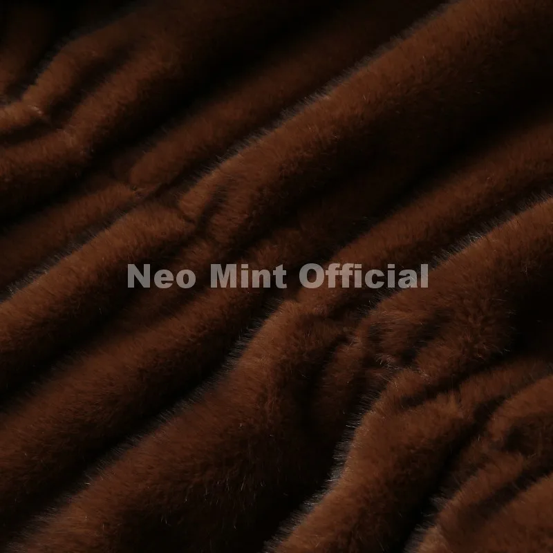 Neo Mint Trendy 2026 Winter Women Brand Faux Mink Fur Peplum Jacket Chic Street Fashion Girls Warm Drawstring Waist Eco Fur Coat