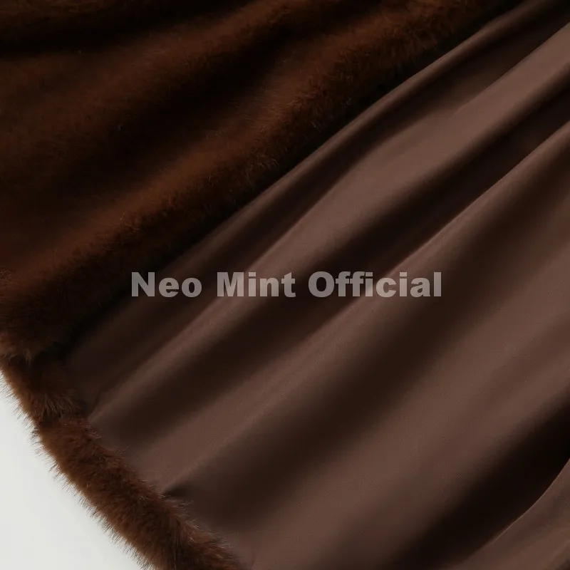 Neo Mint Trendy 2026 Winter Women Brand Faux Mink Fur Peplum Jacket Chic Street Fashion Girls Warm Drawstring Waist Eco Fur Coat