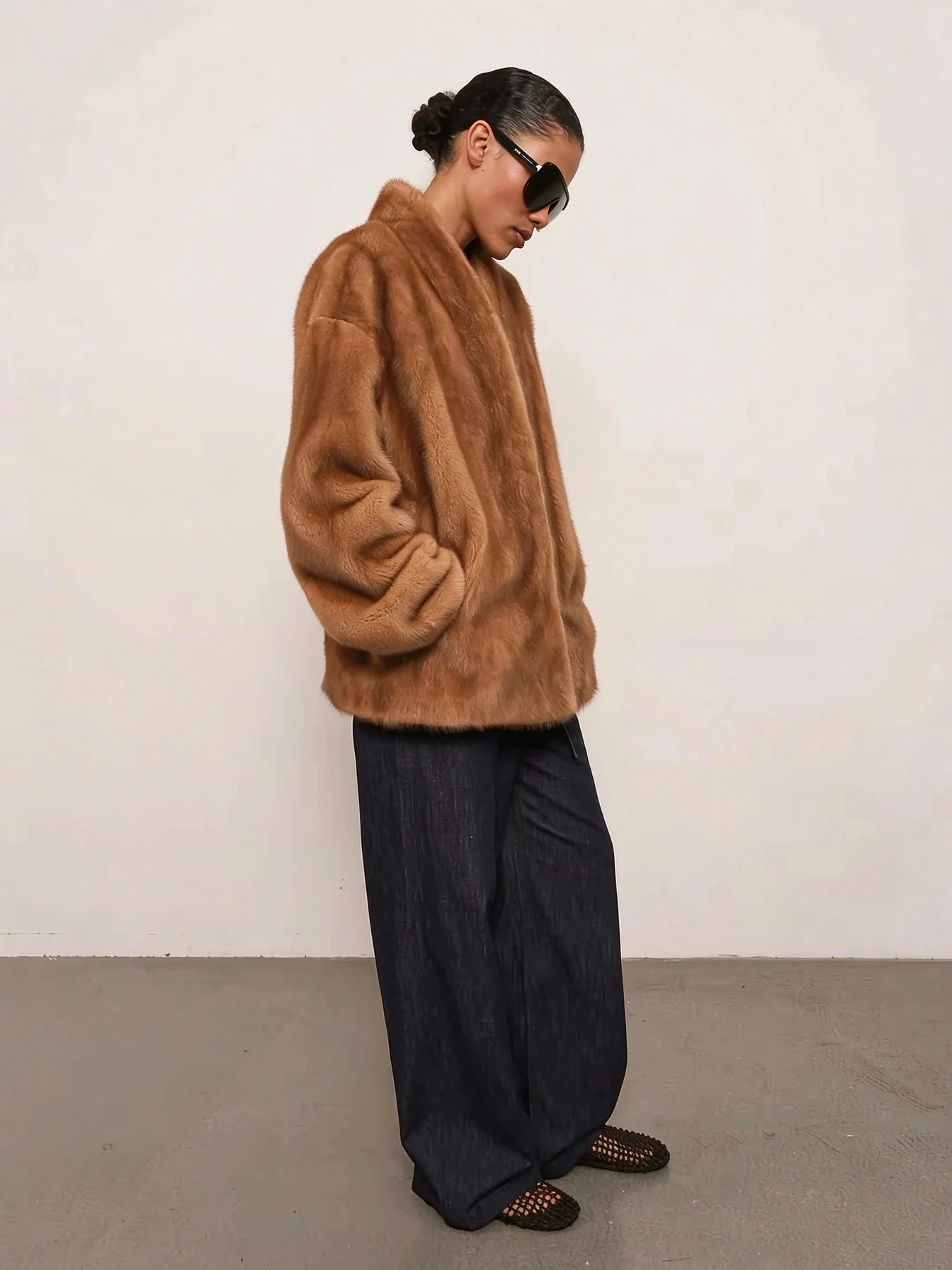 TOKO 2026 New Women Faux Mink Fur Coat Stand Collar Hidden Button Long Sleeve Relaxed Soft Fluffy Thick Warm Winter Outerwear