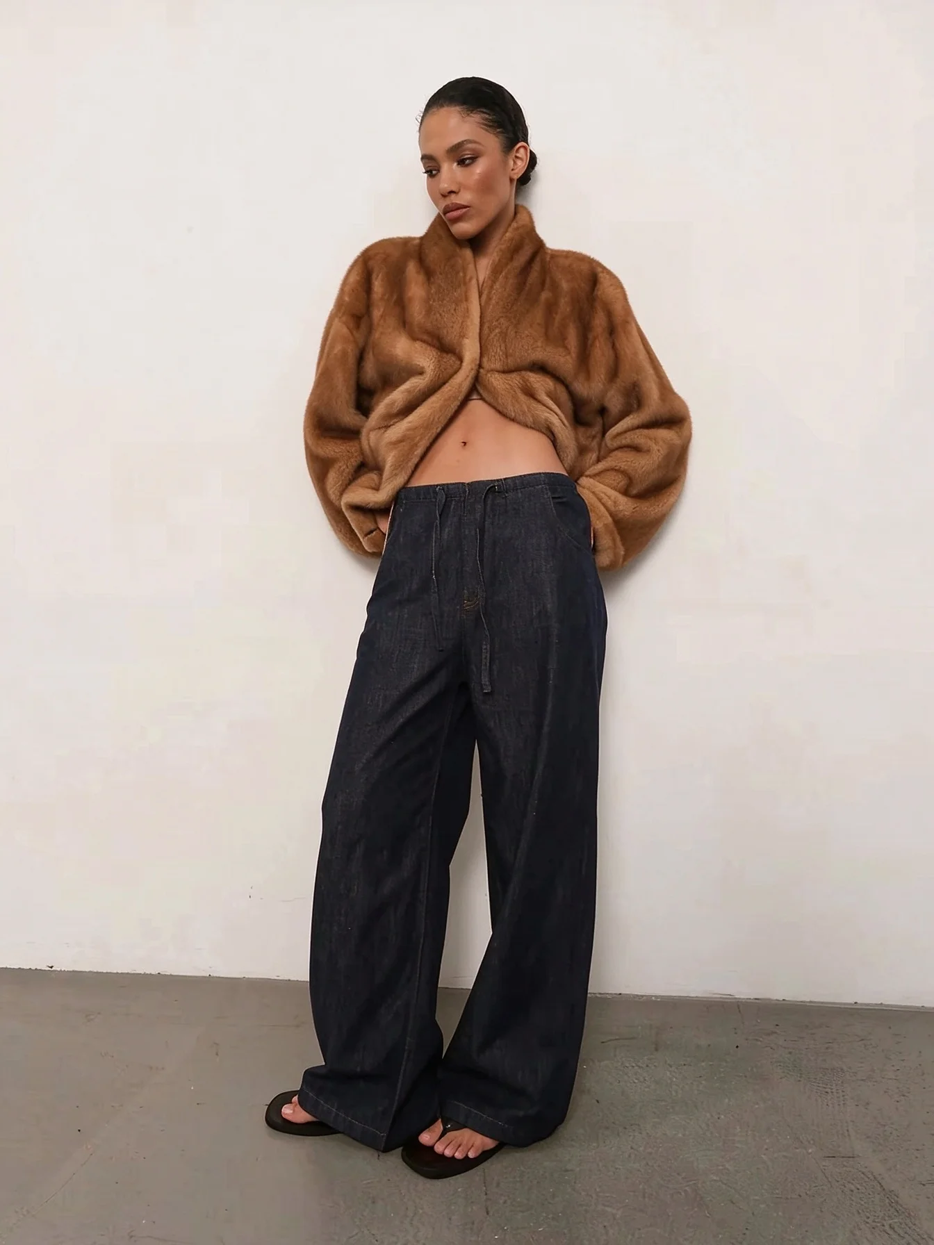 TOKO 2026 New Women Faux Mink Fur Coat Stand Collar Hidden Button Long Sleeve Relaxed Soft Fluffy Thick Warm Winter Outerwear
