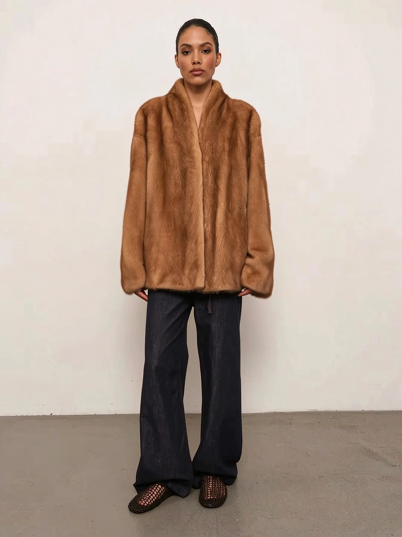 TOKO 2026 New Women Faux Mink Fur Coat Stand Collar Hidden Button Long Sleeve Relaxed Soft Fluffy Thick Warm Winter Outerwear