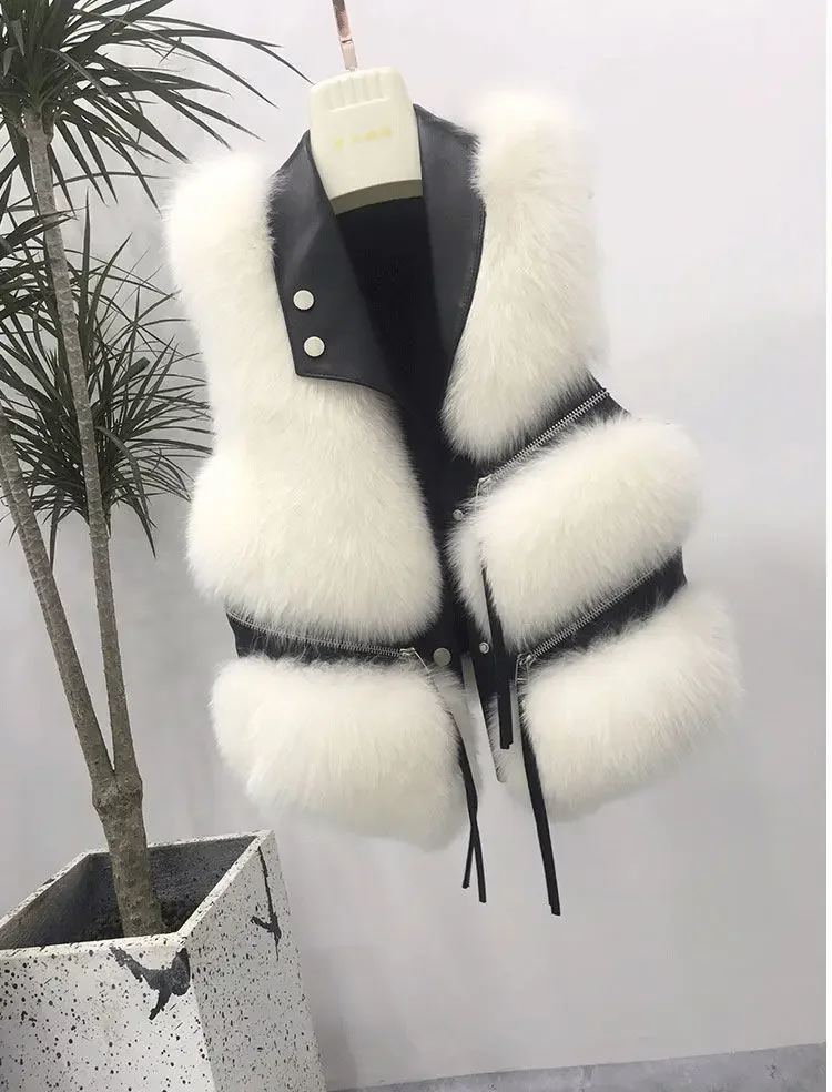 Fur Coat Women's Vest Short Clothing Autumn Winter Patchwork Slim Fashion Versatile