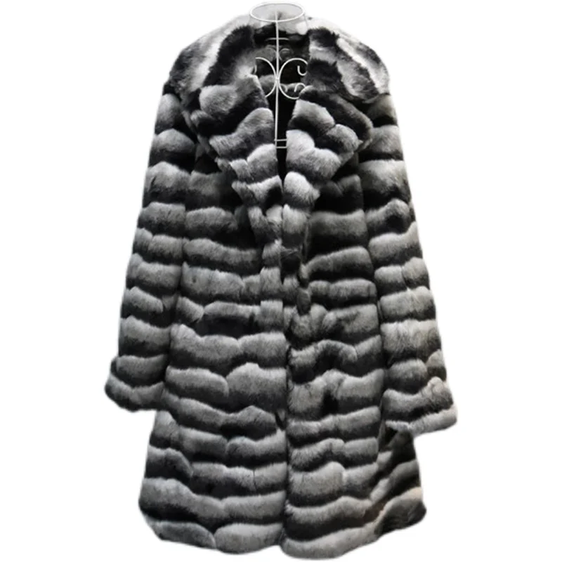 Winter women's fur coat thermal coat mink hair long leisure windbreaker mink skin top
