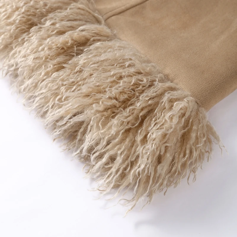 Casual Faux Fur Coats Women Street Full Sleeve Long Loose Patchwork Open Stitch Coat Female 2025 Fashion Winter Lady Outwears