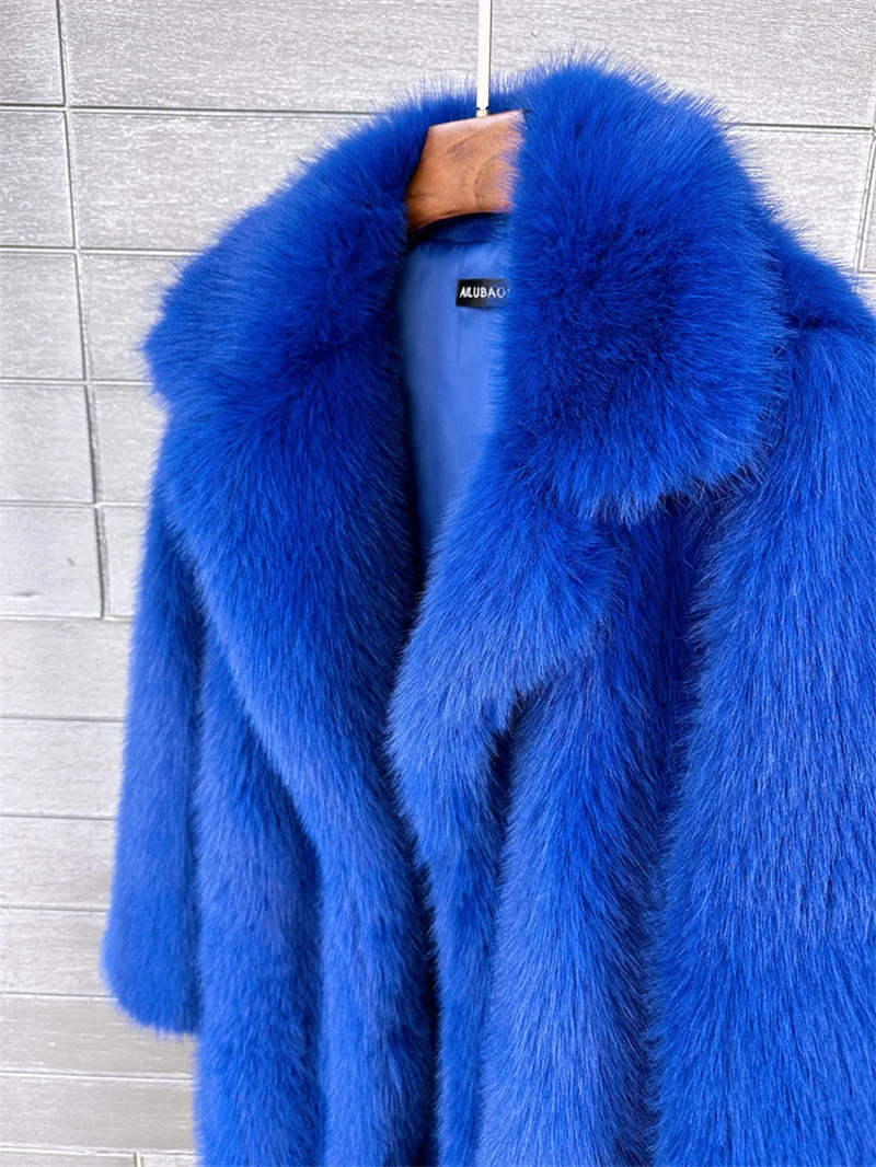 2025 Streetwear Fur Coat Women's Long Overcoat Autumn Winter Hooded Faux Toka Fur Outerwear Lady Turndown Collar Thicken Jackets