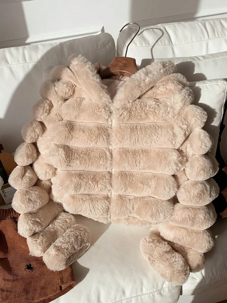 Women Faux Fur Short Coats Jackets Hooded Coat Thick Warm Y2k Streetwear Jacket Elegant Work Outerwear Autumn Winter 2026