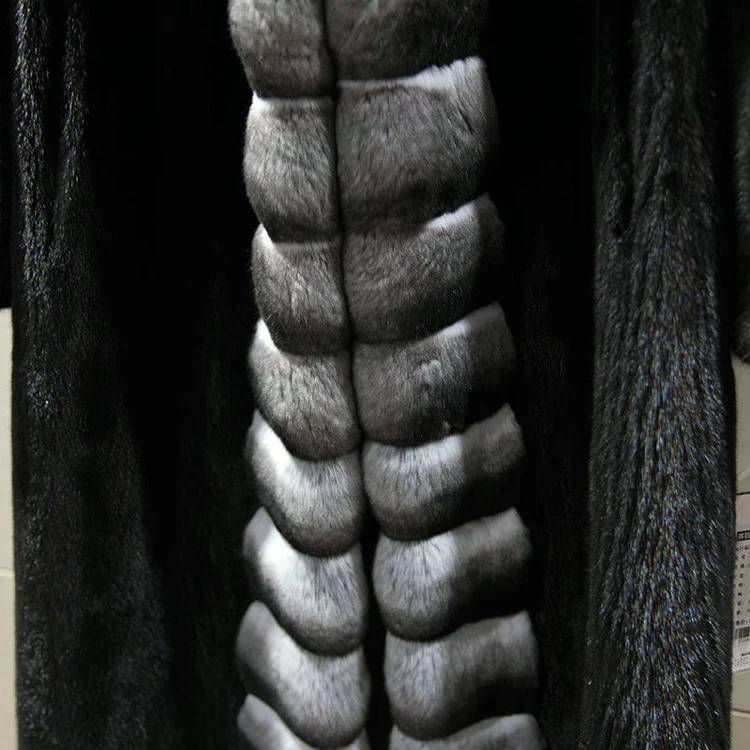 Women's velvet mink coat long winter warm trench shawl fur coat whole mink