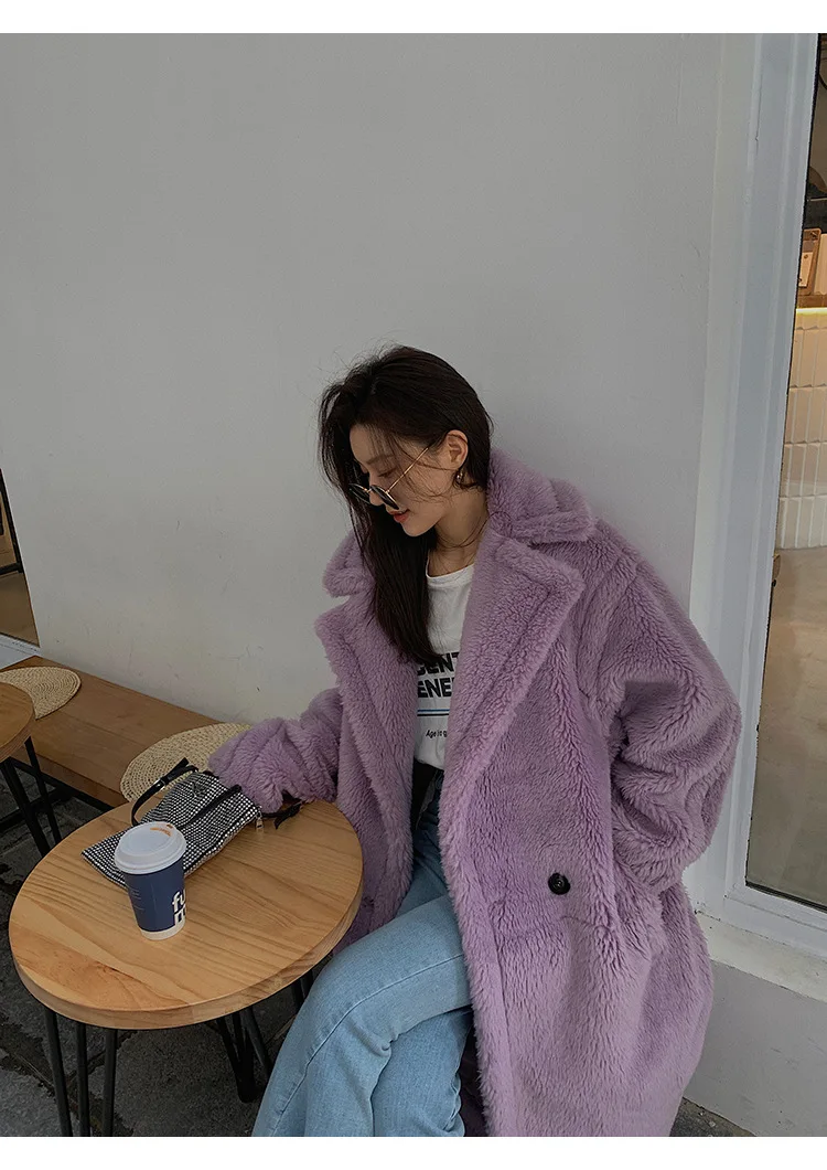 Bella Philosophy Women Winter Faux Fur Warm Long Coat Long Sleeve Female Thick Teddy Bear Coat Casual Loose Oversize Outwears