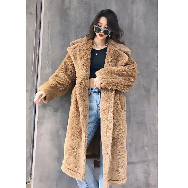 Bella Philosophy Women Winter Faux Fur Warm Long Coat Long Sleeve Female Thick Teddy Bear Coat Casual Loose Oversize Outwears