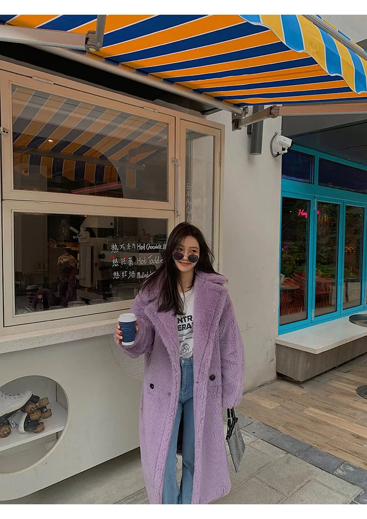 Bella Philosophy Women Winter Faux Fur Warm Long Coat Long Sleeve Female Thick Teddy Bear Coat Casual Loose Oversize Outwears