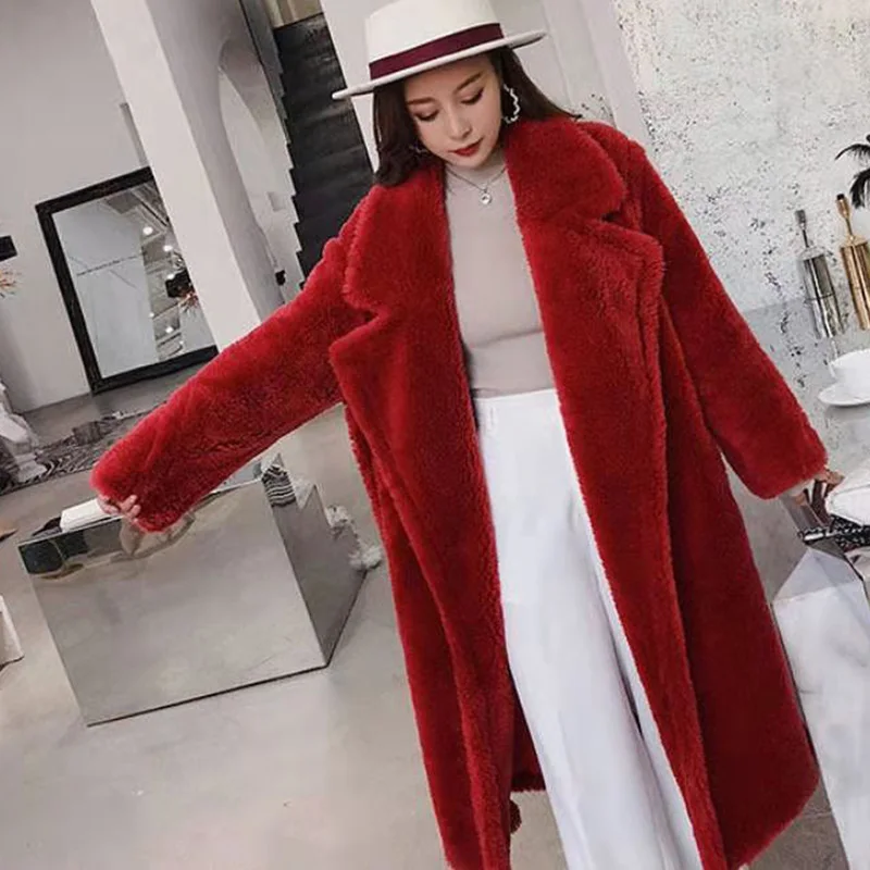 Bella Philosophy Women Winter Faux Fur Warm Long Coat Long Sleeve Female Thick Teddy Bear Coat Casual Loose Oversize Outwears