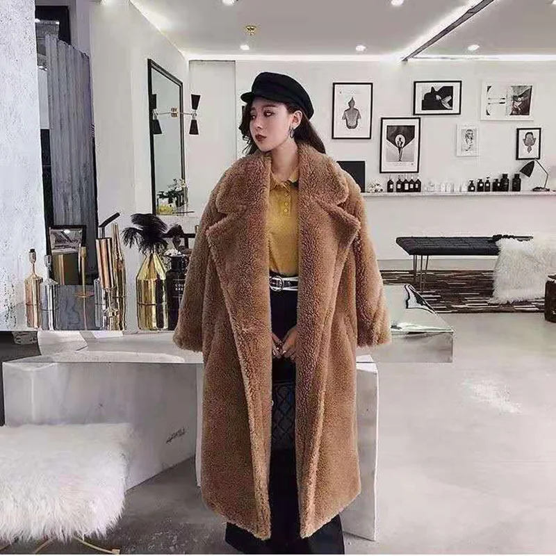 Bella Philosophy Women Winter Faux Fur Warm Long Coat Long Sleeve Female Thick Teddy Bear Coat Casual Loose Oversize Outwears