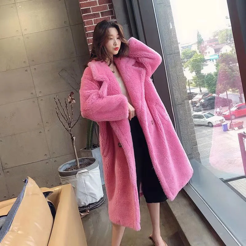 Bella Philosophy Women Winter Faux Fur Warm Long Coat Long Sleeve Female Thick Teddy Bear Coat Casual Loose Oversize Outwears