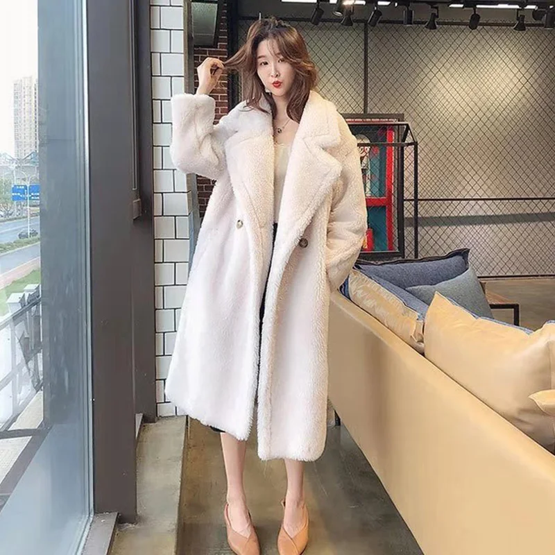 Bella Philosophy Women Winter Faux Fur Warm Long Coat Long Sleeve Female Thick Teddy Bear Coat Casual Loose Oversize Outwears