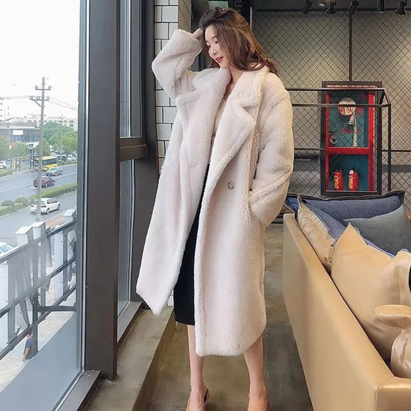 Bella Philosophy Women Winter Faux Fur Warm Long Coat Long Sleeve Female Thick Teddy Bear Coat Casual Loose Oversize Outwears