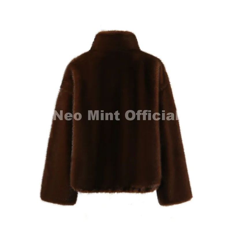 Neo Mint Iconic Chic Street Fashion Girls Faux Mink Fur Hoodies Sweatshirts Women Retro Luxury Front Zipper Eco Fur Jacket Coats