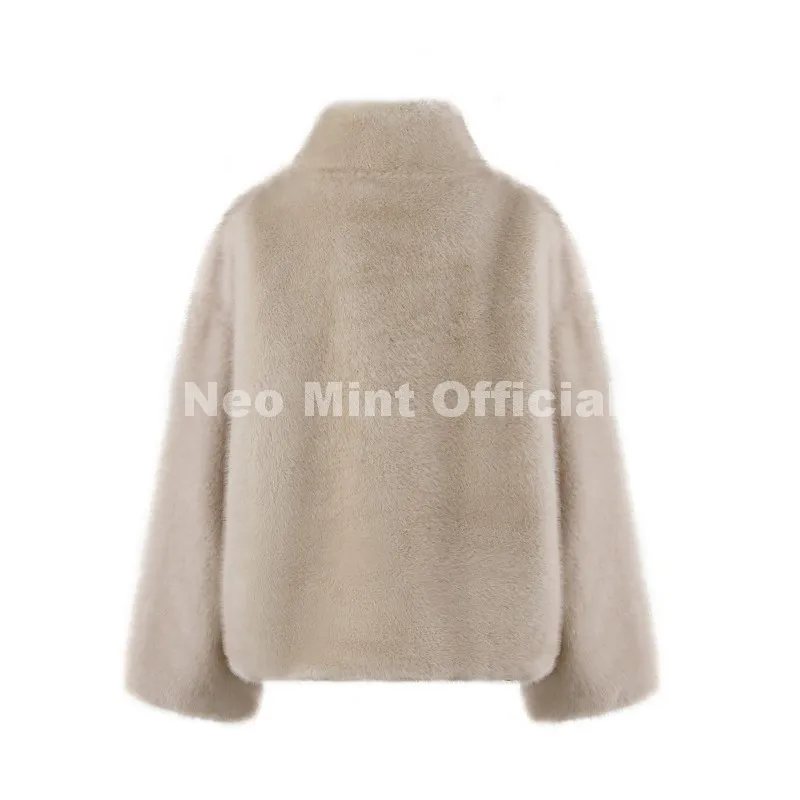Neo Mint Iconic Chic Street Fashion Girls Faux Mink Fur Hoodies Sweatshirts Women Retro Luxury Front Zipper Eco Fur Jacket Coats