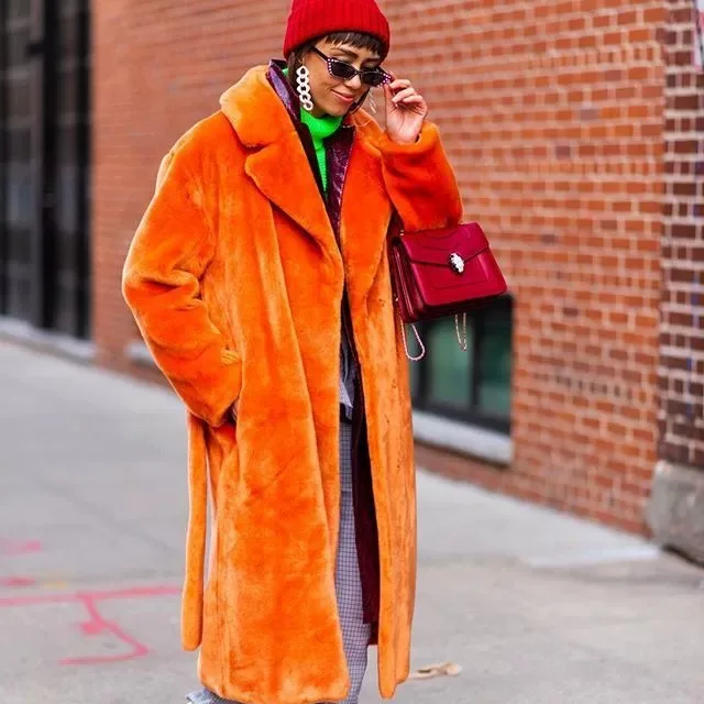 Women Lapel Luxury Lace Up Faux Fur Coat Chic Long Sleeve Fluffy Warm Loose Long Jacket Lady Winter Daily Highstreet Outerwears
