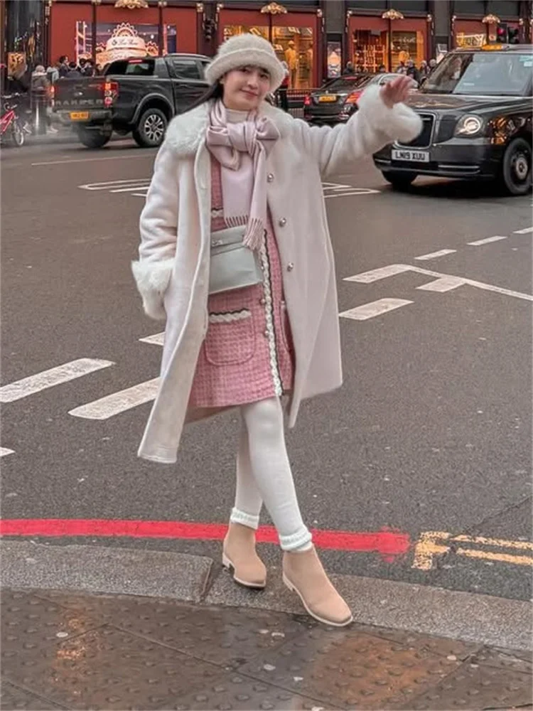 Tossy Winter Fashion Luxury Faux Fur Overcoat Women's Long Sleeve Pocket Loose High Waist Commute Coat Female Faux Fur 2025 New