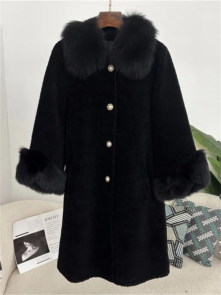 Tossy Winter Fashion Luxury Faux Fur Overcoat Women's Long Sleeve Pocket Loose High Waist Commute Coat Female Faux Fur 2025 New