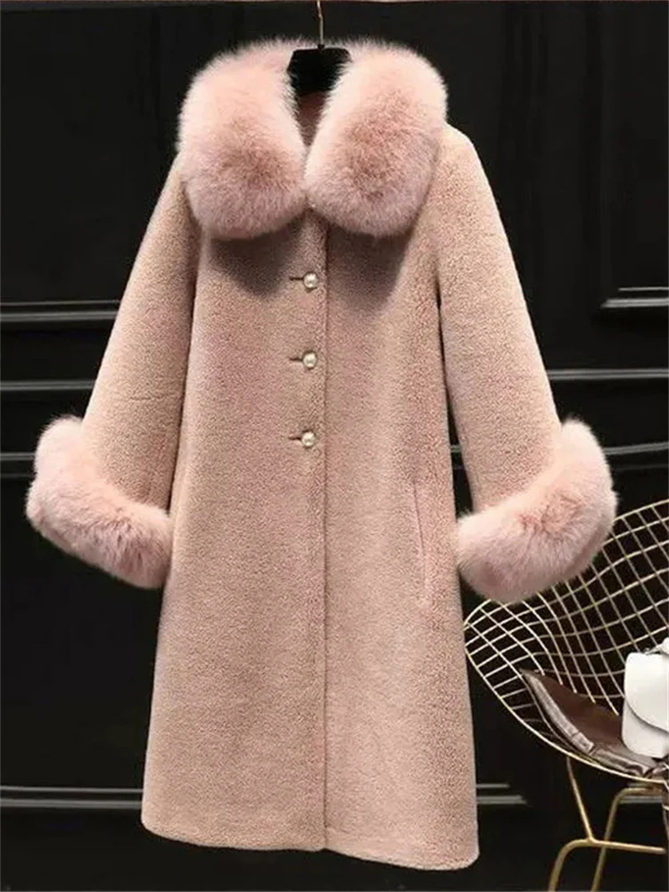Tossy Winter Fashion Luxury Faux Fur Overcoat Women's Long Sleeve Pocket Loose High Waist Commute Coat Female Faux Fur 2025 New