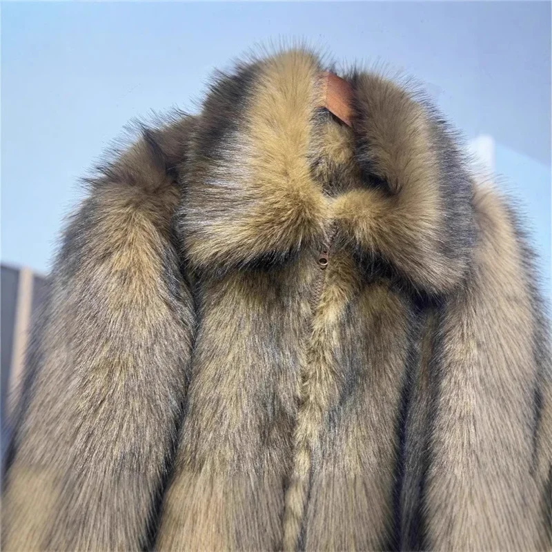 2025 Fashion Fox Fur Short Coat Women's Faux Fur Overcoat Winter Thicken Loose Jacket Streetwear Lady Zipper-up Fur Outerwear
