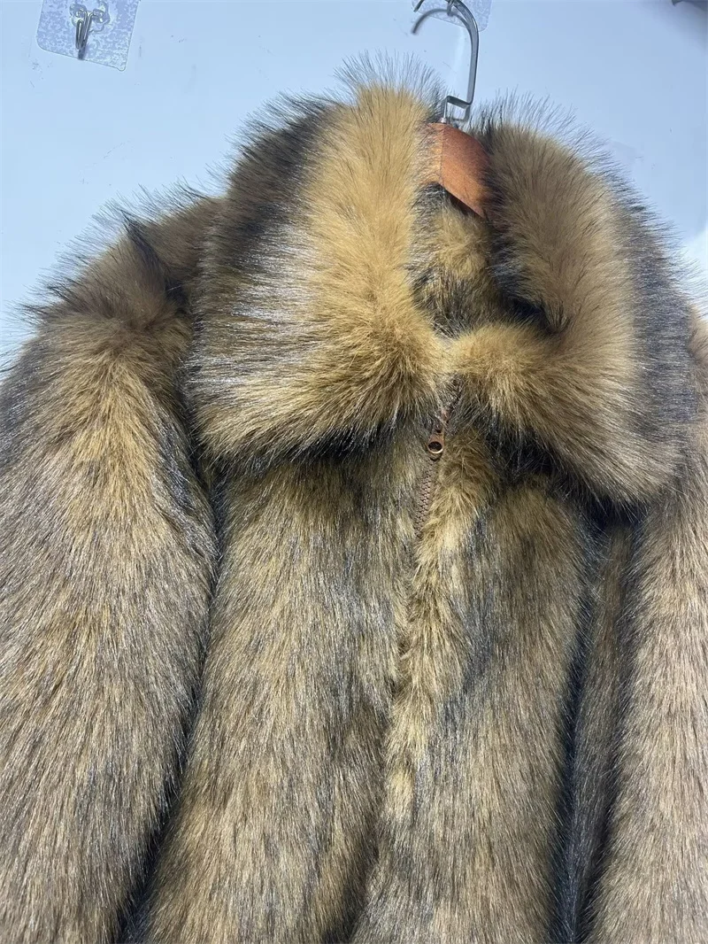 2025 Fashion Fox Fur Short Coat Women's Faux Fur Overcoat Winter Thicken Loose Jacket Streetwear Lady Zipper-up Fur Outerwear