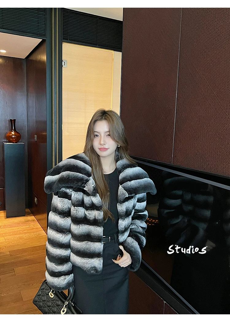Fashion New Faux Fur Women Coat Elegant Lady Contrast Color Faux Rex Rabbit Fur Coats Winter Warm Long Sleeves