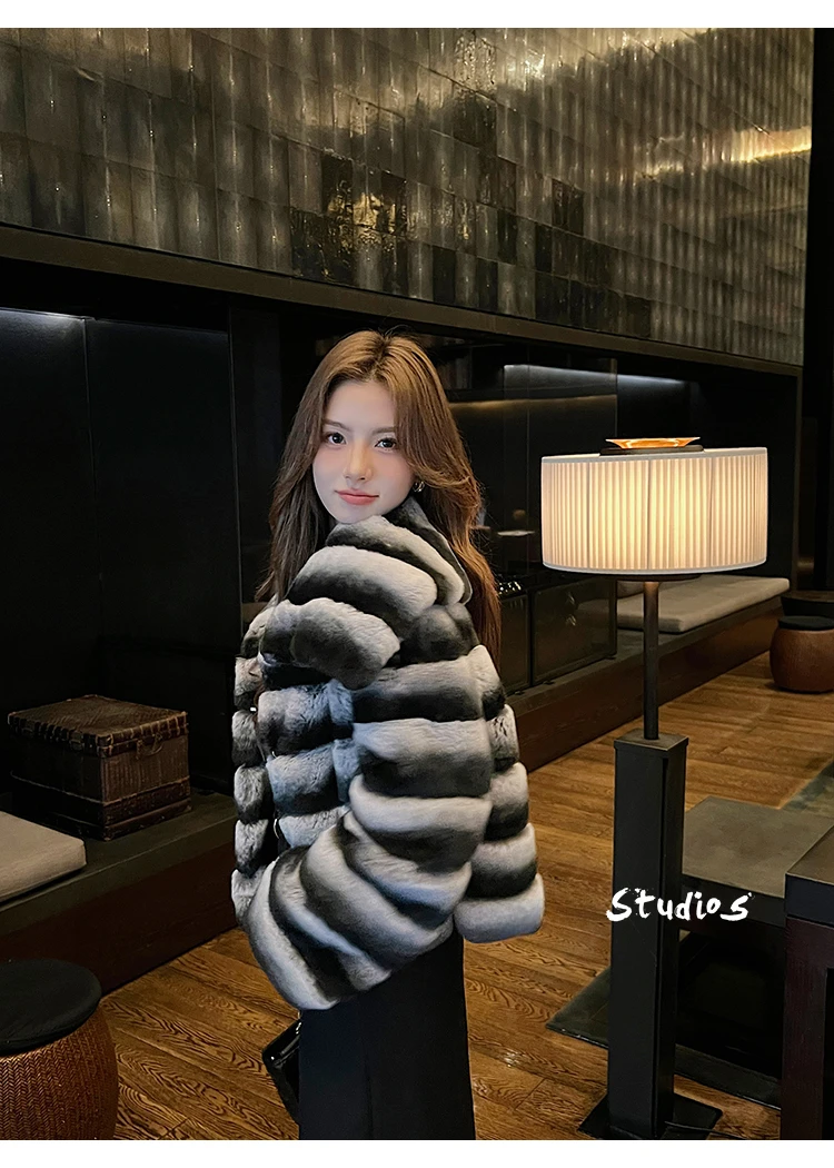 Fashion New Faux Fur Women Coat Elegant Lady Contrast Color Faux Rex Rabbit Fur Coats Winter Warm Long Sleeves