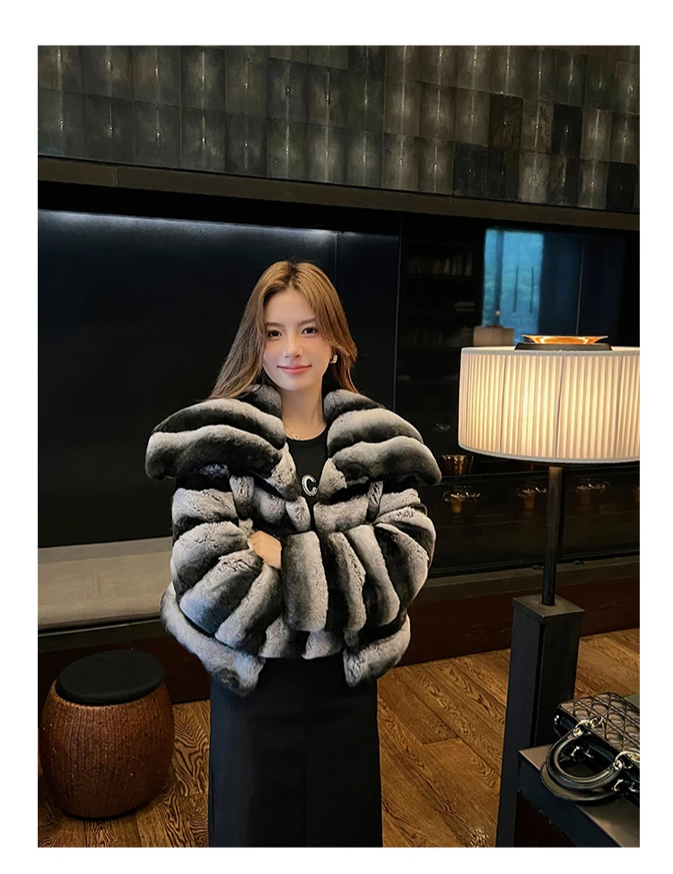 Fashion New Faux Fur Women Coat Elegant Lady Contrast Color Faux Rex Rabbit Fur Coats Winter Warm Long Sleeves