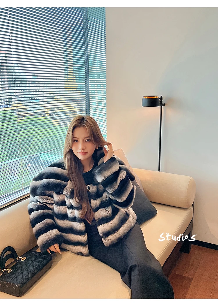 Fashion New Faux Fur Women Coat Elegant Lady Contrast Color Faux Rex Rabbit Fur Coats Winter Warm Long Sleeves