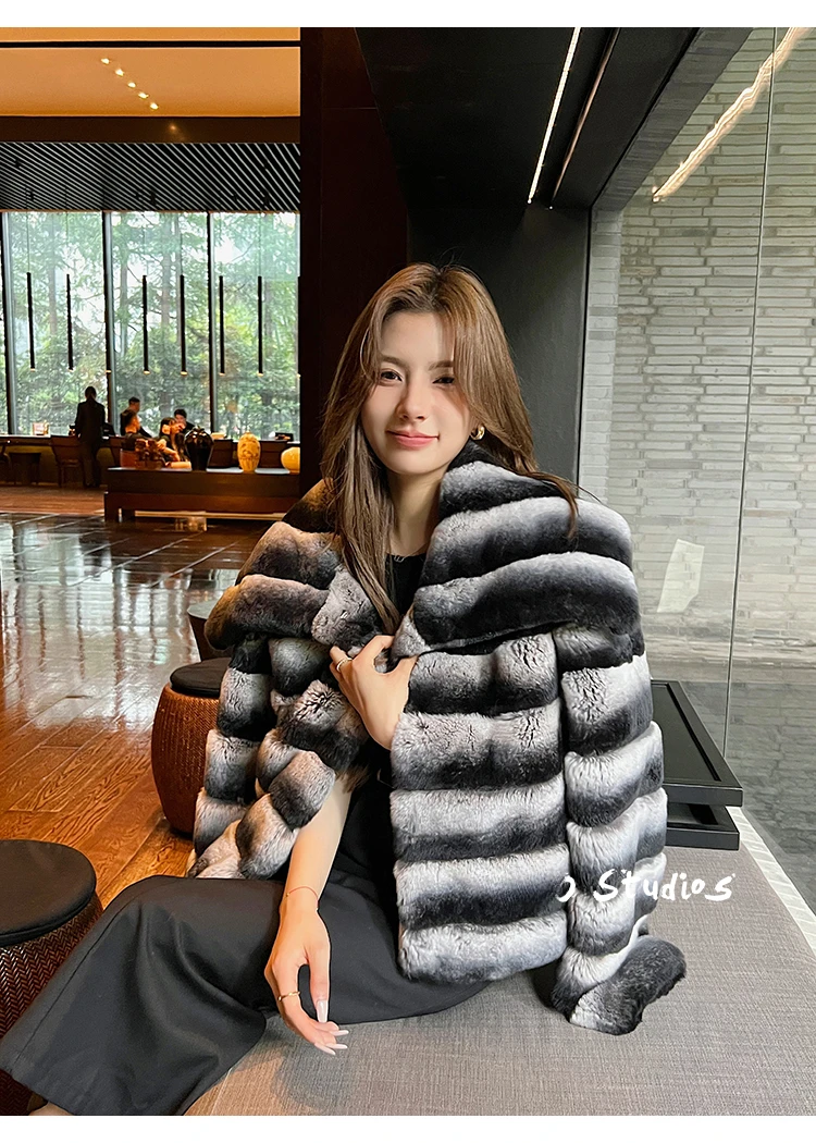 Fashion New Faux Fur Women Coat Elegant Lady Contrast Color Faux Rex Rabbit Fur Coats Winter Warm Long Sleeves